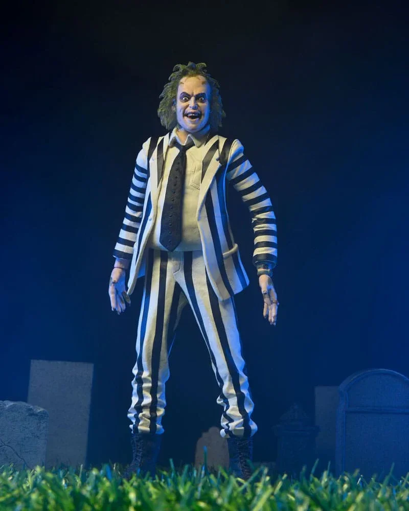 Beetlejuice 1988 Actionfigur i Svart och Vit Randig Kostym 18 cm