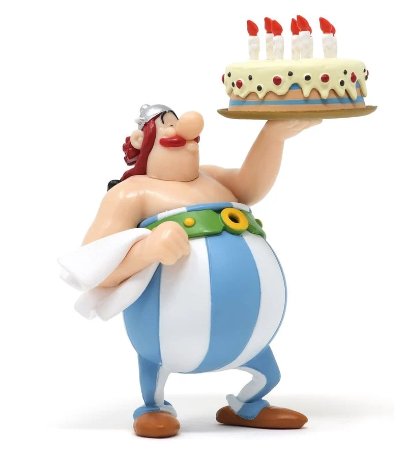 Asterix PVC-figur Obelix med "Grattis på födelsedagen" tema, 8,5 cm