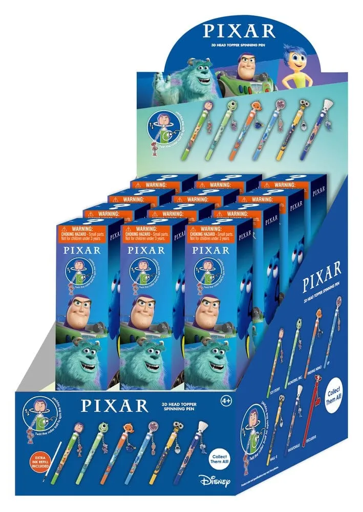 Pixar 3D toppsnurra för pennor med 12 officiella motiv