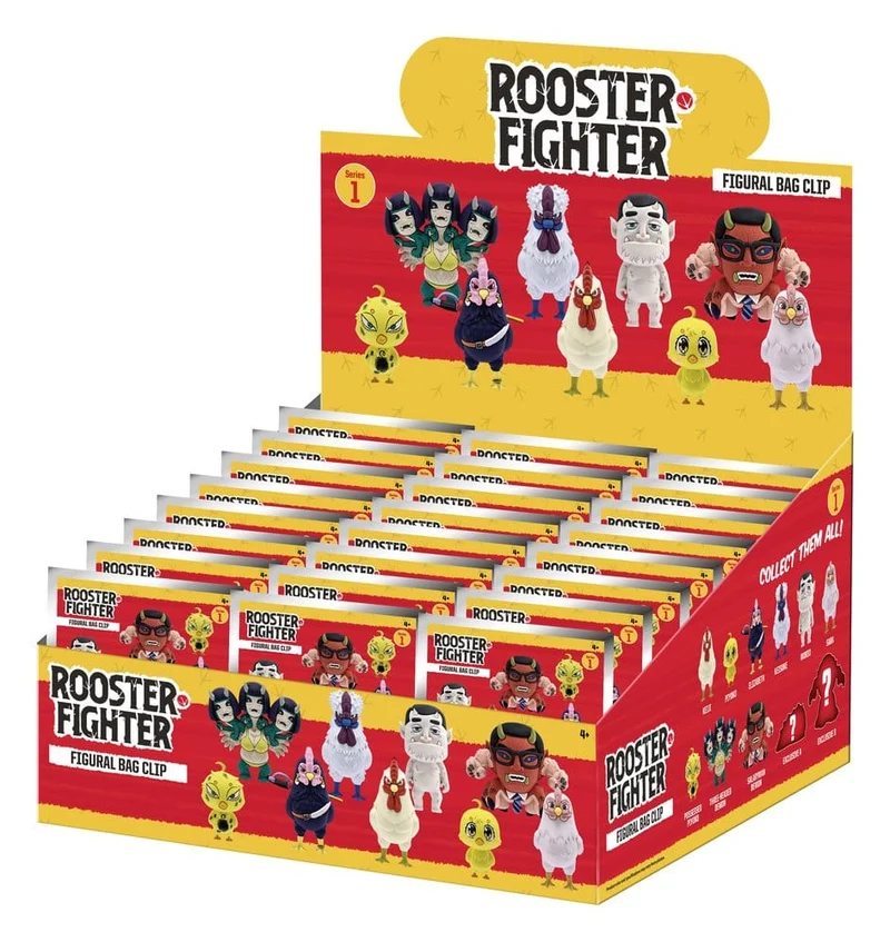 Rooster Fighter Serie 1 3D PVC Påsklämma Blindpåse Display (24 stycken)