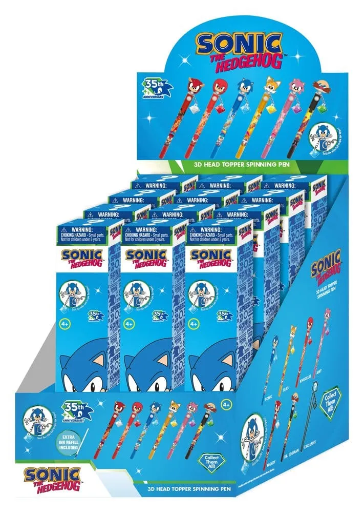 Sonic 3D Huvudtopp Snurrande Pennställ, 12-pack