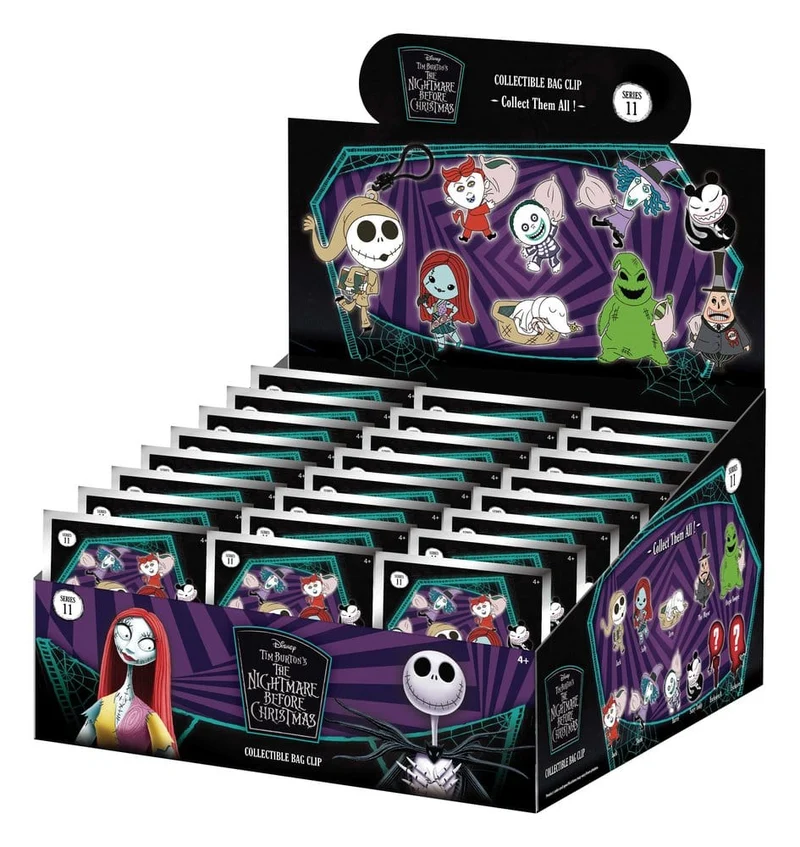 The Nightmare Before Christmas Serie 11 PVC-väskclips i 3D, Blindpåse Display med 24 stycken