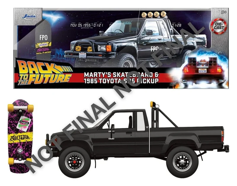 Back to the Future Diecast-fordon i skala 1:24 med Martys skatebord och 1985 Toyota