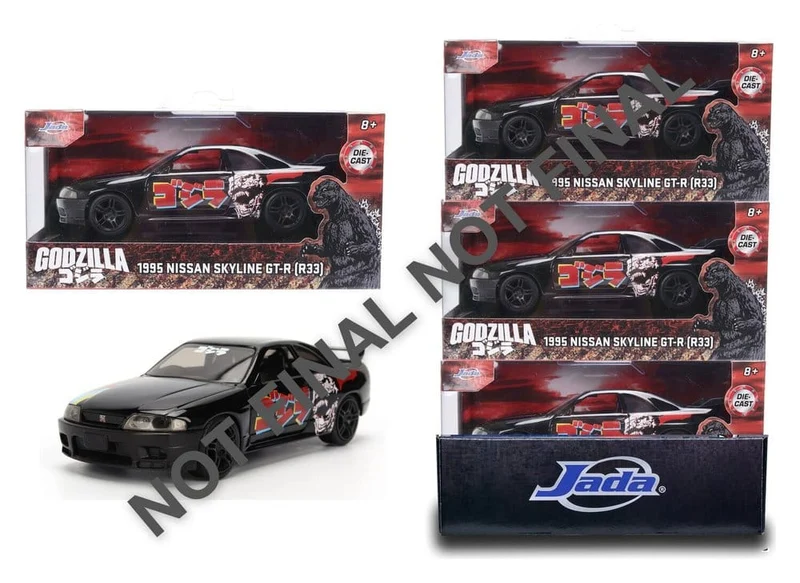 Godzilla Diecast Modell 1:32 Nissan Skyline GT-R R33 Set med 6 stycken