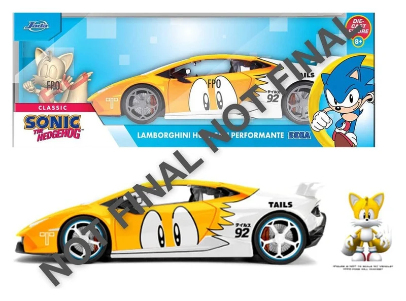 Sonic Gjutjärnsbil 1:24 Tails Lamborghini Huracan 19 cm