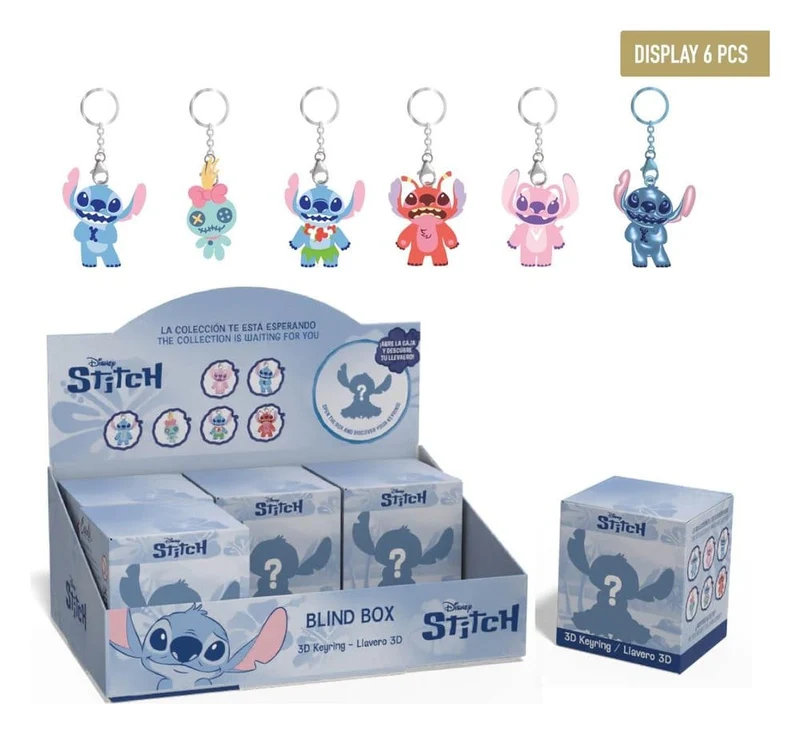 Disney Stitch Nyckelring Blind Box Display (6-pack)