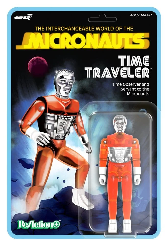 Micronauts ReAction+ Actionfigur Våg 04 Tidsresenär (Translucent Orange)