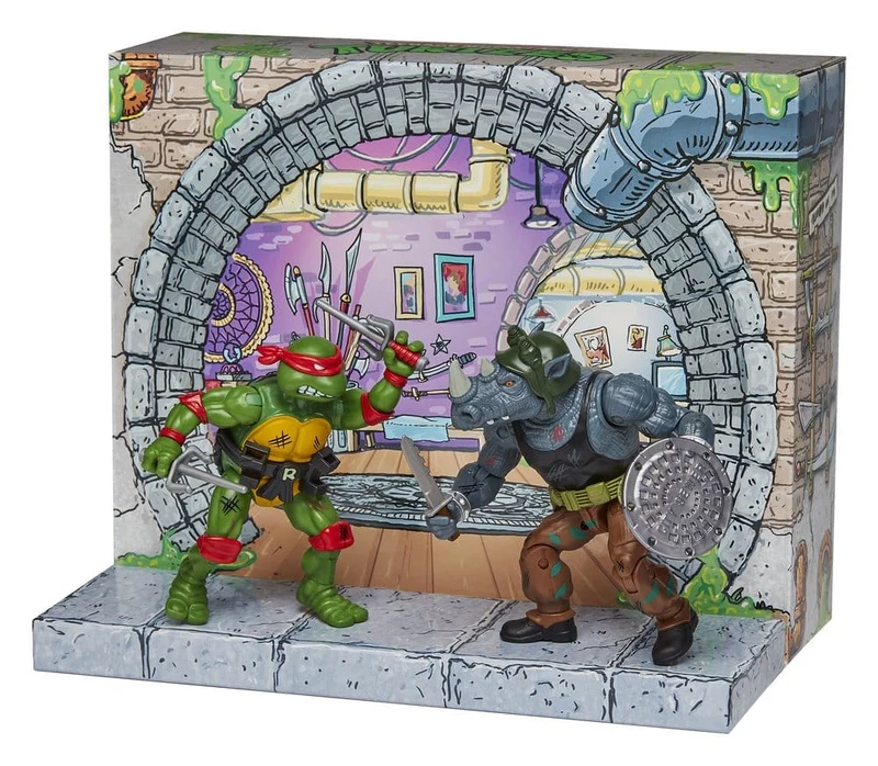 Teenage Mutant Ninja Turtles: Remastrade Actionfigurer Raphael mot Rocksteady