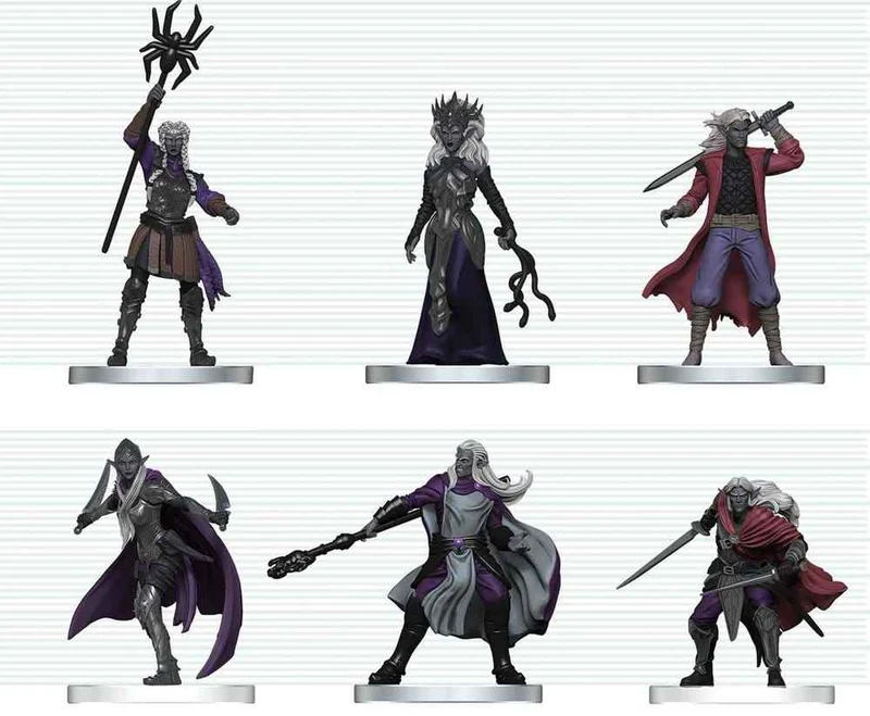 D&D Ikoner från Rikena Miniatyrfigurer Drow Krigsgrupp 20 cm