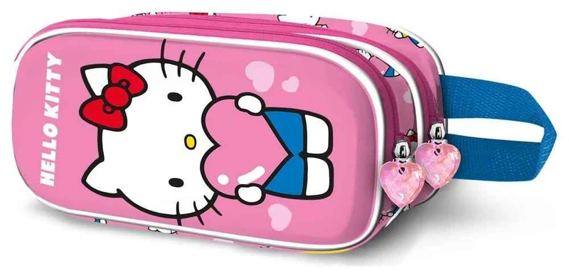 Sanrio 3D Dubbelt Pennfodral Hello Kitty Hjärtan