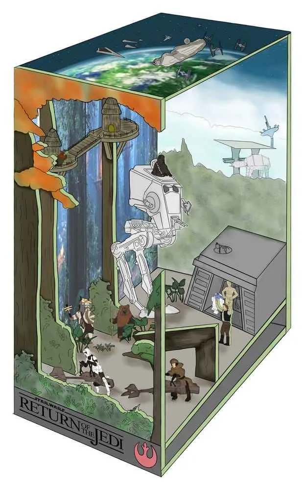 Star Wars Tiny Adventures Boknisch Mini Diorama Slaget om Endor 23 cm