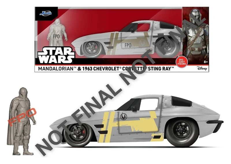 Star Wars Diecast Modell Skala 1:24 Mandalorian Chevrolet Corvette Sting Ray 1963
