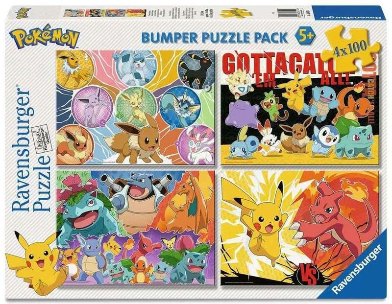 Pokémon Pussel 4-Pack Pokémon Vänner (4x100 Bitar)