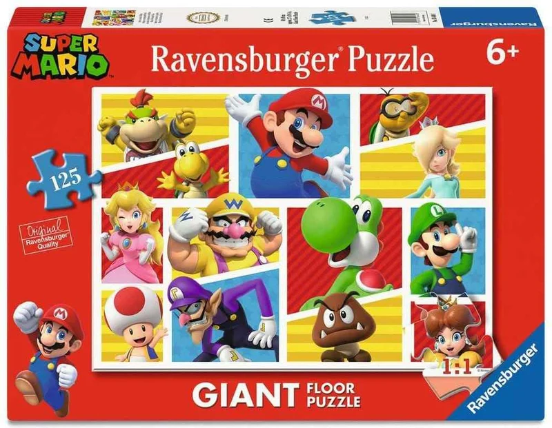 Super Mario Stort Golvpussel Mario och Vänner och Fiender (125 Bitar)