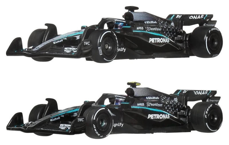 Formula 1 Hot Wheels Premium Die-Cast Fordon 2-Paket i Skala 1:64 Team Mercedes-AMG PETRONAS