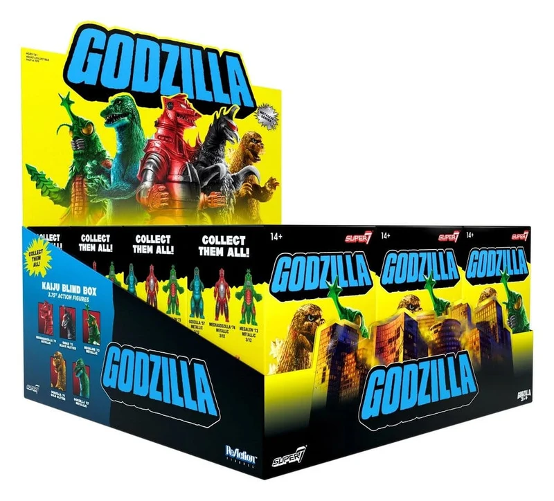 Godzilla Toho (Metallisk) Actionfigur Blind Box Våg 5 Display (12)