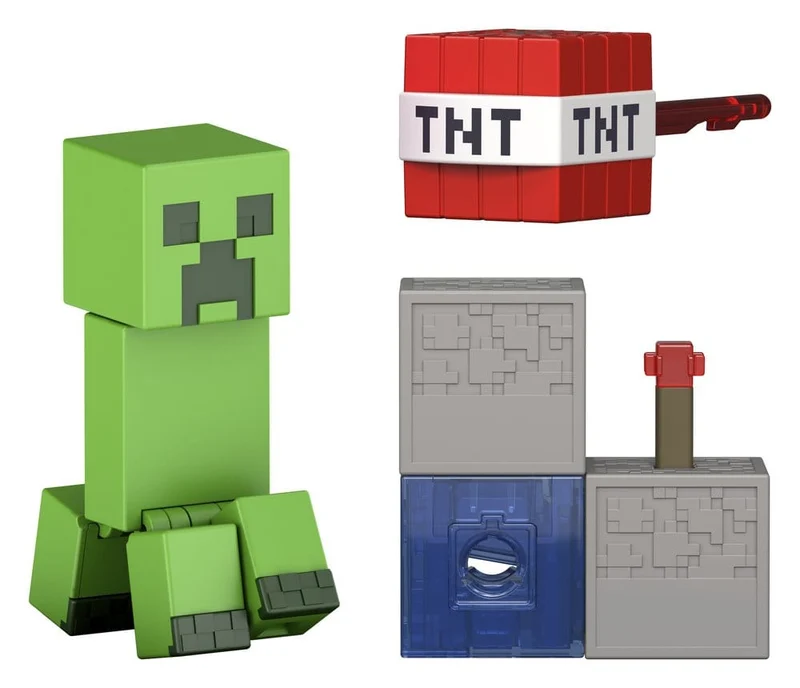 Minecraft Actionfigur Creeper 8 cm – Autentisk skala med rörliga leder och Redstone-tillbehör