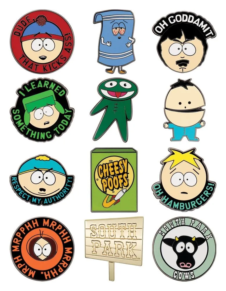 South Park Mystery Pin Badges Display (12) – Samlarset med 12 exklusiva pins från South Park