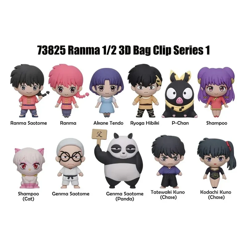 Ranma 1/2 3D PVC Bag Clips - Series 1 Display (24 stycken)