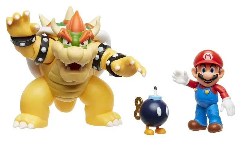 World of Nintendo Action Figur 3-Pack Mario vs. Bowser Lava Battle
