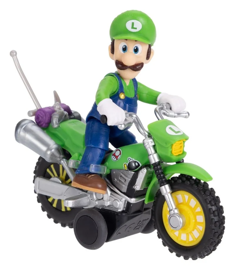 Super Mario Galaxy Movie Action Figur med Dragback Motorcykel Luigi 6 cm