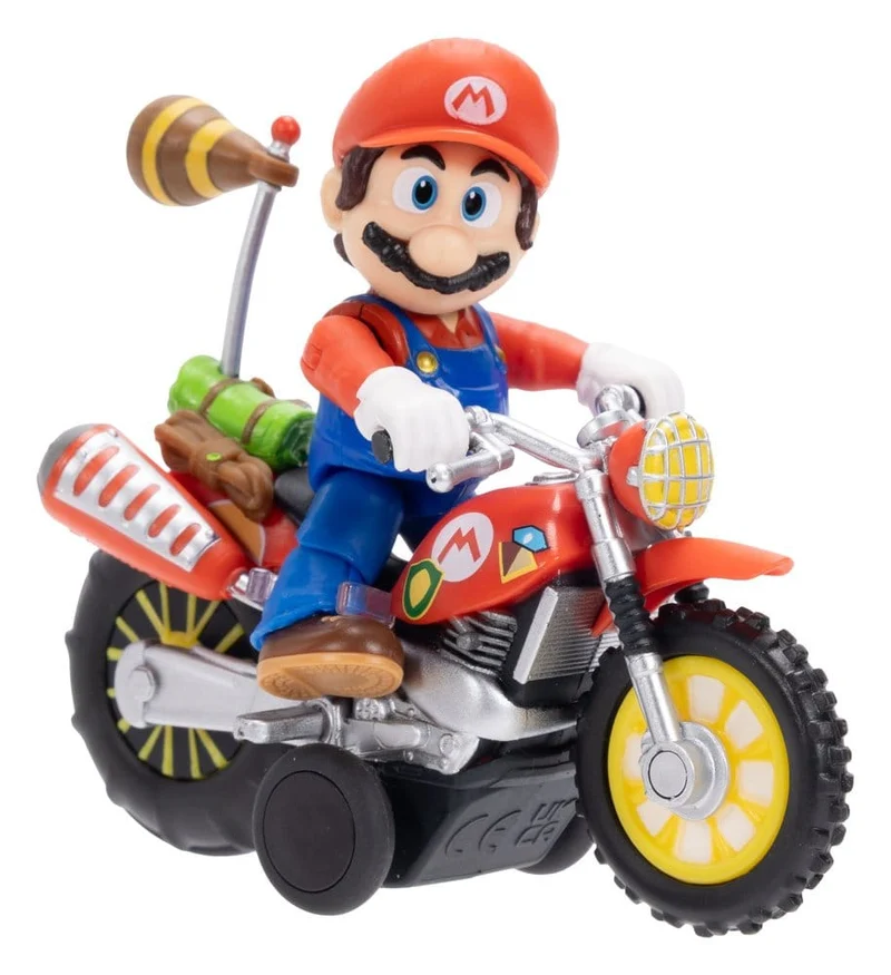 Super Mario Galaxy Film Action Figur med Dragback Motorcykel Mario 6 cm