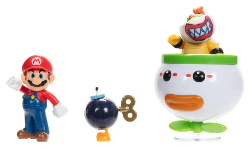 World of Nintendo Mini Figur 2-Pack Mario och Bowser Jr. Clown Bil 6 cm