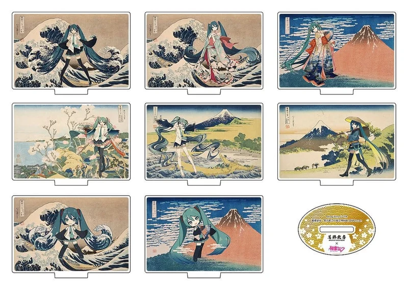 Katsushika Hokusai x Hatsune Miku Akrylfigur 5 cm Blindbox-uppsättning (8)
