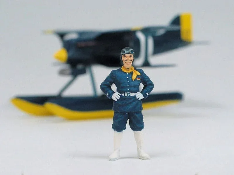 Porco Rosso Modellkit med Figur 1/48 Curtiss R3C-0 Seaplan & Curtis
