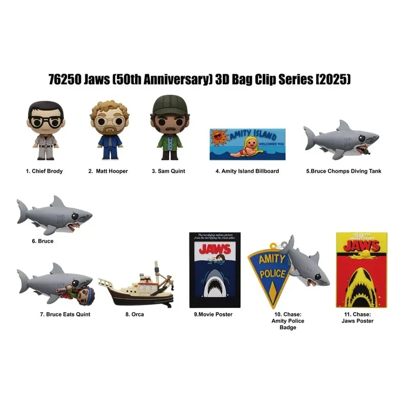 Jaws 3D PVC Bag Clips 50-årsjubileum Serie 1 Display (24)