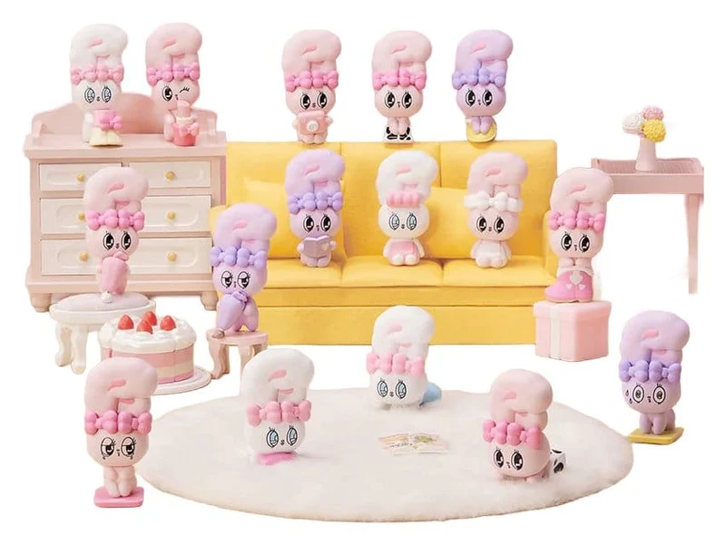 Esther Bunny Blind Box Minifigurer Liten Vlog Kanin Ansikte Serien 6 cm Display (6)