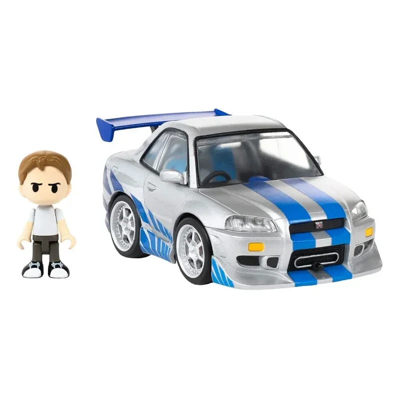 Fast & Furious Q-Village Fordon med Mini-figur Nissan Skyline GT-R (R34) 9 cm