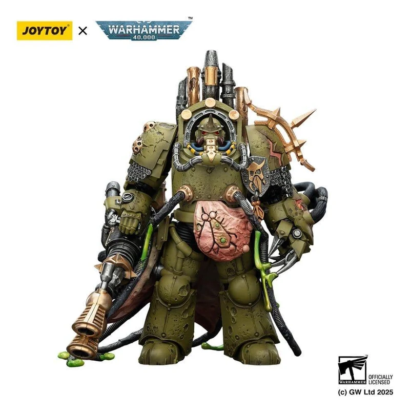 Warhammer 40,000 Action Figur Death Guard Lord of Virulence med Power Fist och Twin Plague Spewer 14 cm