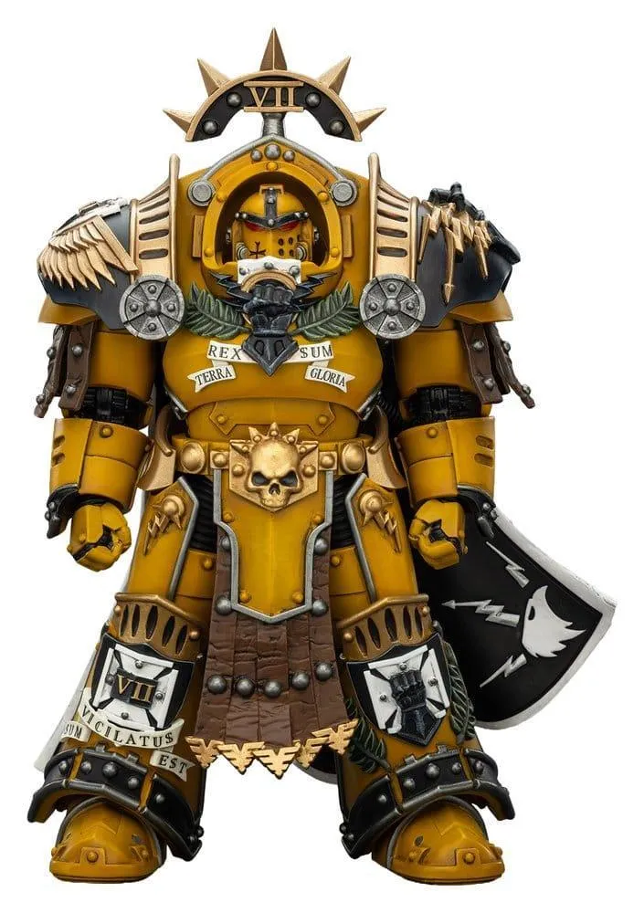 Warhammer Imperial Fists Action Figur Legion Praetor i Tartaros Terminator Rustning med Kraftsvärd och Vigil Stormsköld 14 cm
