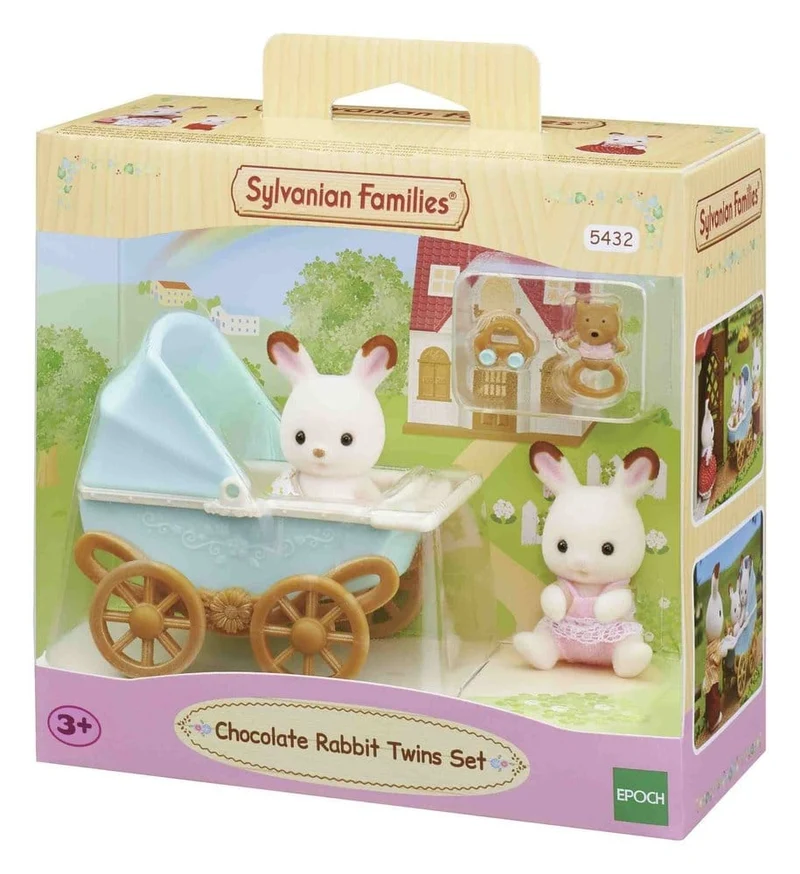 Sylvanian Families: Chokladkanin Tvillingar med Barnvagn Set