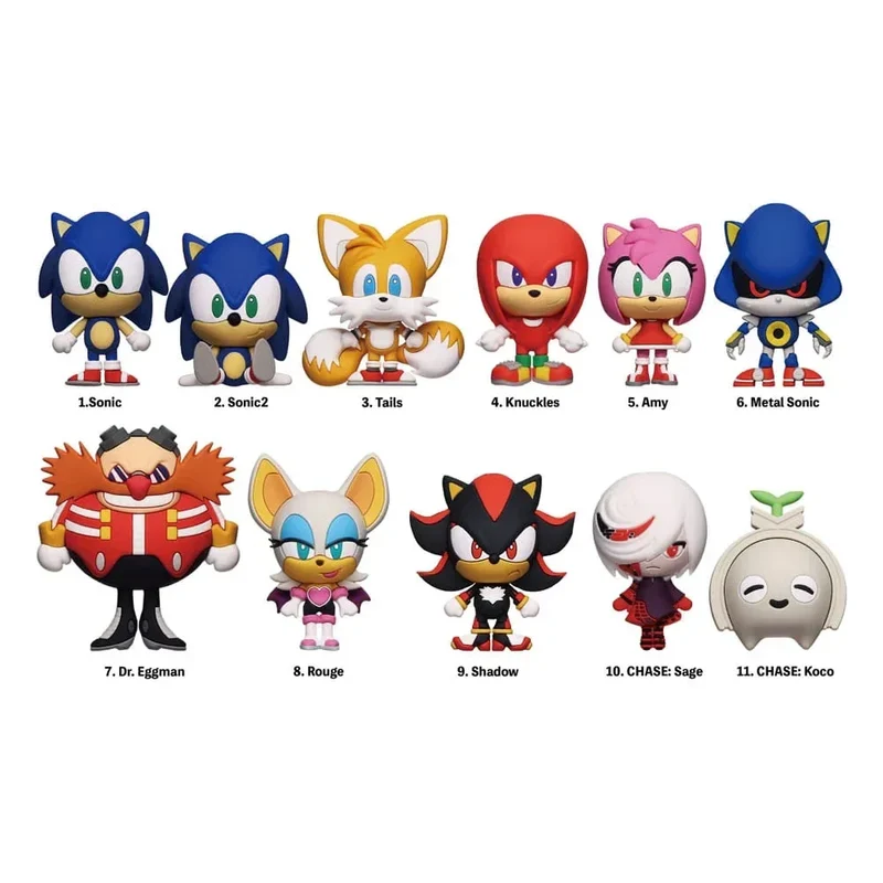 Sonic - Hedgehog 3D PVC Väska Clips Display (24 Stycken)
