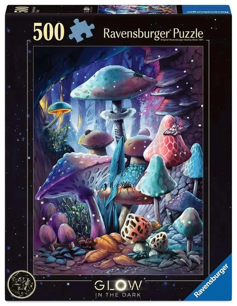 Ravensburger Glow-in-the-Dark Pussel Måneskens Svampar (500 bitar)