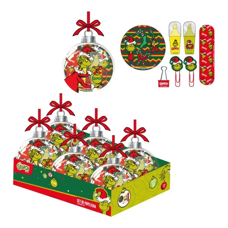 Grinch Julträd Ornament med Kontorsmaterial - Set med 5 Delar