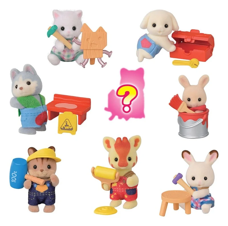 Sylvanian Families: Byggarbetsplats babyvänner Överraskningspåse figur 5 cm Display (16)