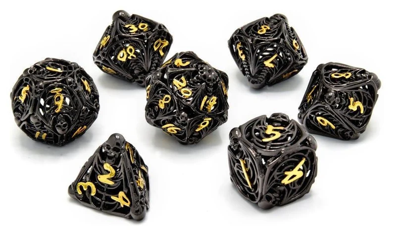 CritStones Hålig Metall Tärningsset Soulreaper Gold (7)