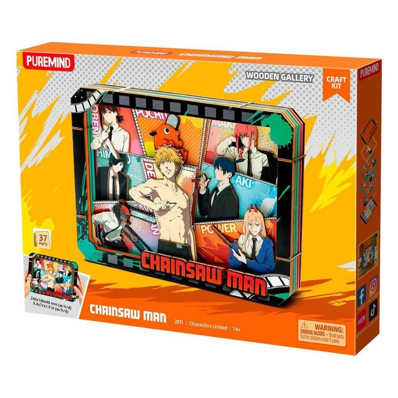 Chainsaw Man Modellkit i Trä (L) – Karaktärer Enade