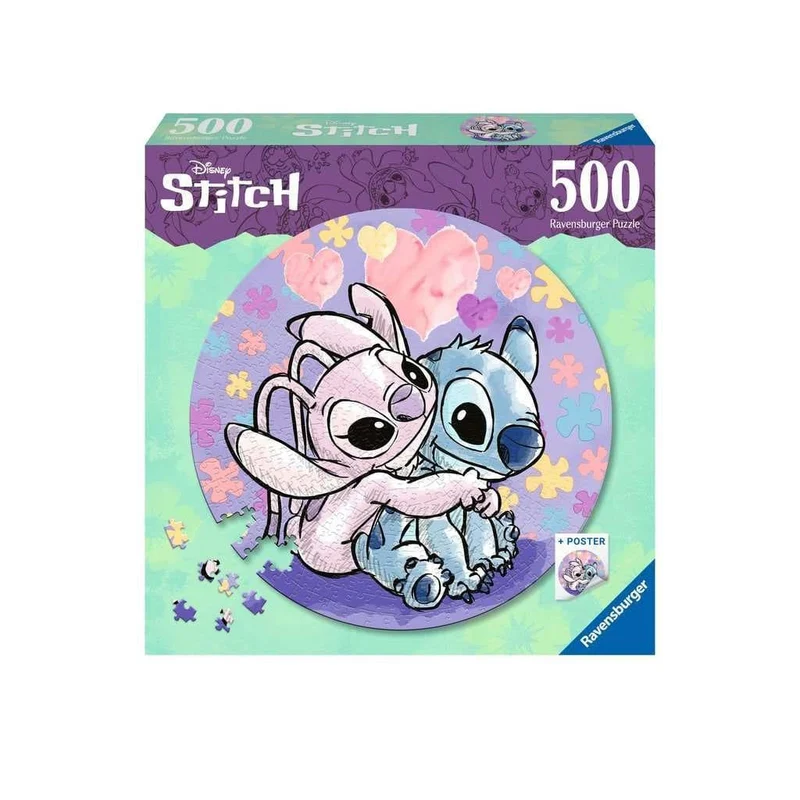 Lilo & Stitch Rund Jigsaw Pussel Stitch (500 bitar)