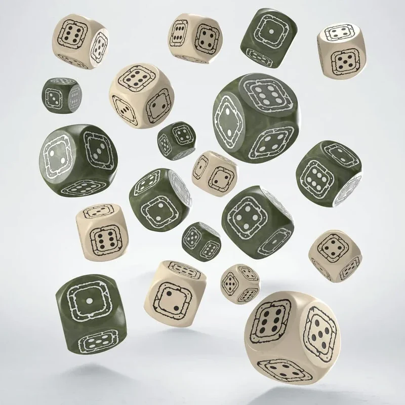 Fortress Compact D6 Tärningsset Beige & Olive (20)