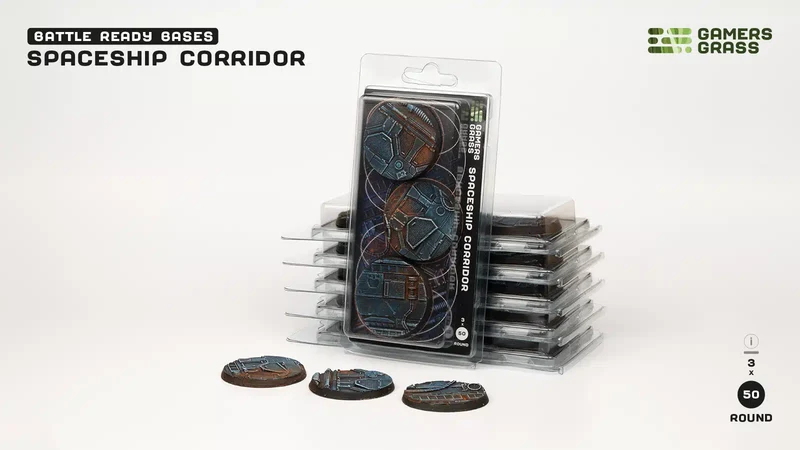Gamers Grass - Battle Ready Bases - Spaceship Corridor - Round 50mm (3st)